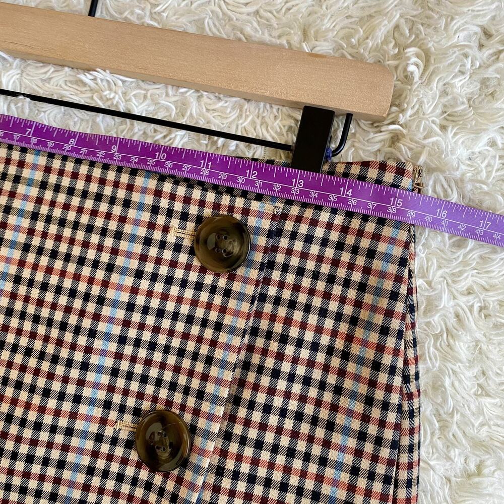 Ann Taylor Factory Plaid Faux Wrap Front Skirt Button Closure Size 6P - Picture 9 of 11